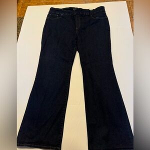 Chico's dark wash Pull-on slim Boot cut jeans, size 4R (plus size equiv to 20).